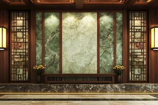 中式典雅大理石玄关背景墙