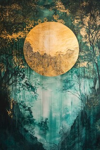 梦幻月夜森林奇幻景象