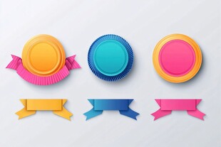 多彩徽章与丝带设计元素