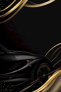 黑色跑车与金色流光背景