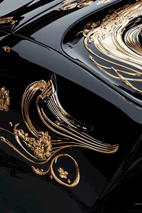 汽车上的精美金色装饰图案