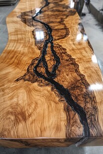 独特木纹树脂河流艺术桌
