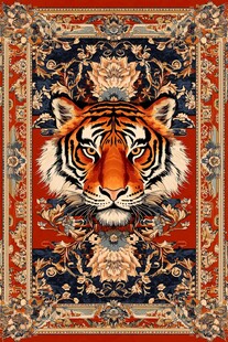 中式猛虎地毯图案设计