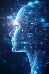 科技感人脑与数据交织图像