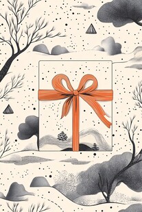 冬日礼盒风景插画
