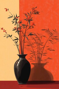 中式花瓶插枝艺术之美