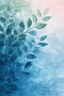 蓝绿渐变叶水彩背景图