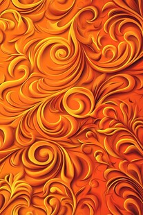 橙色立体卷曲线条纹理图
