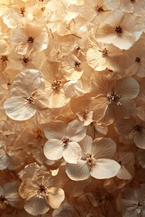 浅米色绣球花特写