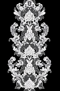 黑白花卉复古垂直花纹图案