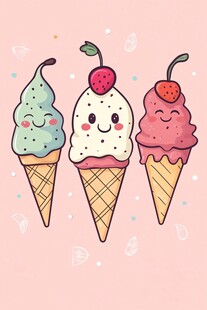 可爱卡通冰淇淋三兄弟