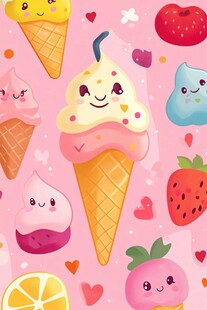 可爱卡通冰淇淋水果图案
