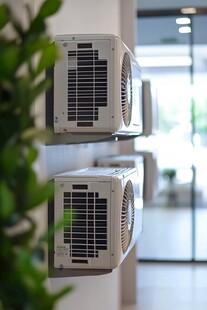 室内悬挂的白色空调机组