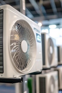 展示中的多台白色空调外机