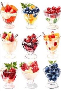 多彩水果杯 视觉与味觉盛宴