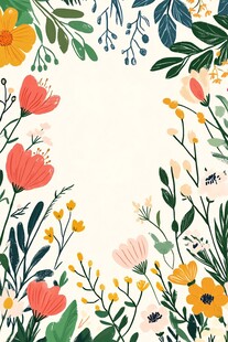 花卉环绕的清新边框图案