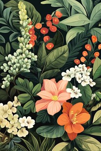 热带花卉绿植插画作品