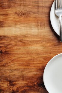 木质桌面与餐具的简约搭配