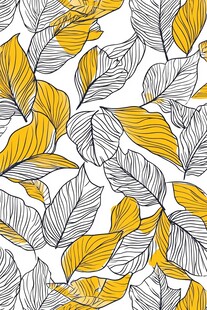 黄灰树叶图案无缝背景