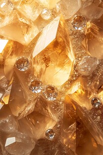 金黄璀璨水晶晶体特写