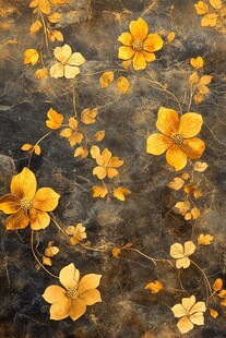 金黄花卉图案 复古艺术风