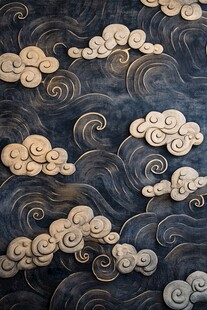 中式云纹浮雕装饰图案