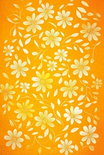 橙底清新花朵图案背景