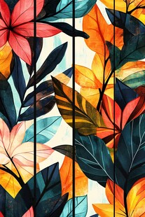 多彩花叶图案背景