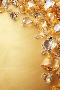 璀璨钻石散落金色背景