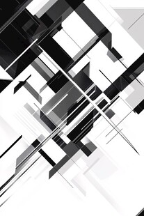 黑白几何抽象线条艺术图