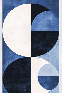几何抽象蓝调图案艺术