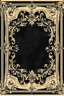 复古金色花纹黑色边框图案