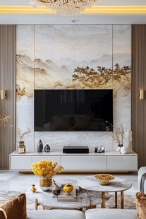 新中式客厅电视背景墙设计