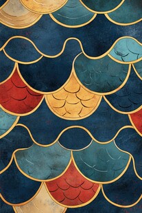 多彩鱼鳞状图案纹理设计