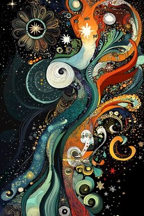 梦幻宇宙抽象艺术插画