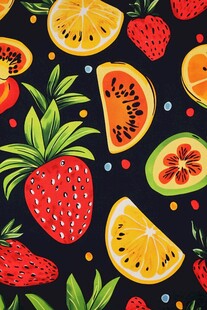 水果图案 多彩鲜果无缝背景