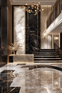 豪华大理石风格的大气门厅