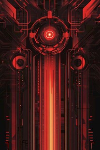 红色科幻未来感机械场景