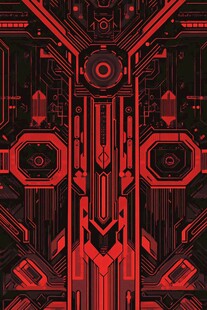 未来感红黑科技风图案