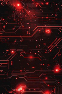 红色科技感电路板背景图