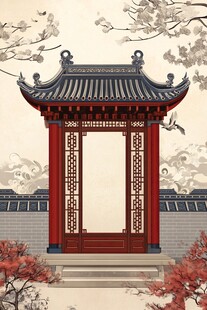 中式古典红亭雅致景致