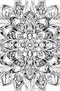 黑白曼陀罗花纹艺术图案