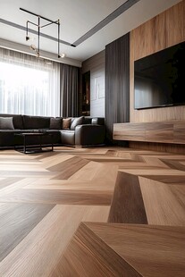 现代风客厅的木质地板设计