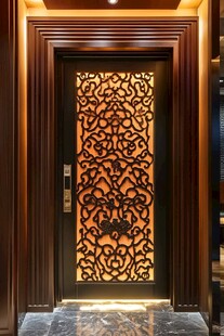 中式雕花入户门精致典雅