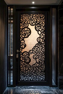 中式雕花入户门精致典雅