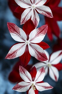 红白相间星形花卉特写