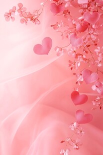 浪漫粉色爱心花朵背景图