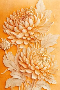 立体浮雕菊花艺术作品