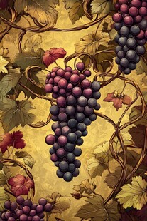 复古风葡萄藤蔓图案设计