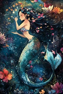 梦幻美人鱼的海底花卉世界